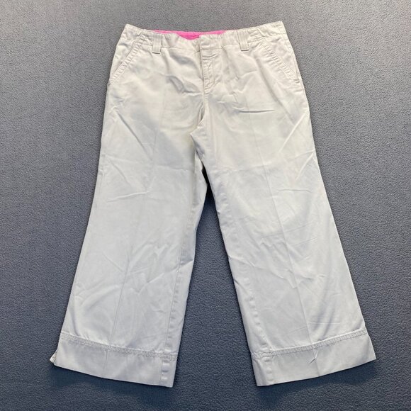 Lilly Pulitzer Women's Capri Pants Size 8 Beige Main‎ Line Fit,PocketsWide Leg - Picture 10 of 10